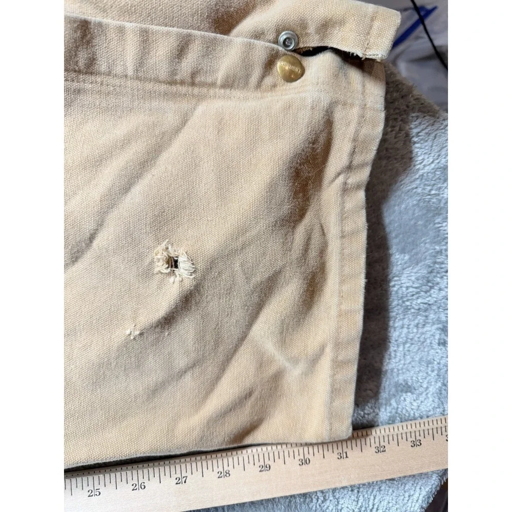 Carhartt Bib Overalls‎ Mens 42x31 Tan Duck Double Knee Distressed_8